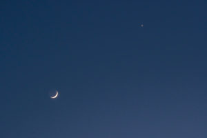Sickle moon, crescent moon: "The old moon in the arms of the young moon", Venus Sickle moon, crescent moon: "The old moon in the arms of the young moon", Venus